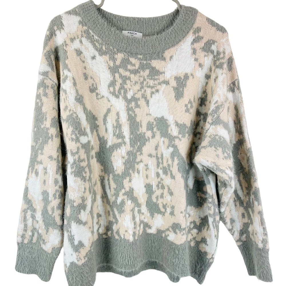 FRNCH Paris Grey Abstract Long Sleeve Crewneck Sweater Size M/L NWOT MS18-220